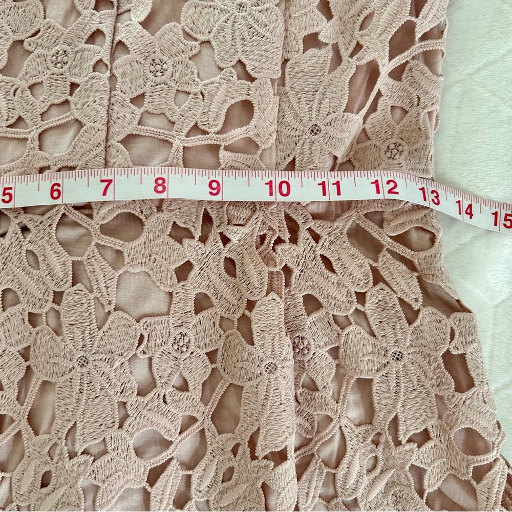 Express Women’s Pale Truffle Pink Floral Lace Midi Dress Size Small Petite - Picture 10 of 11